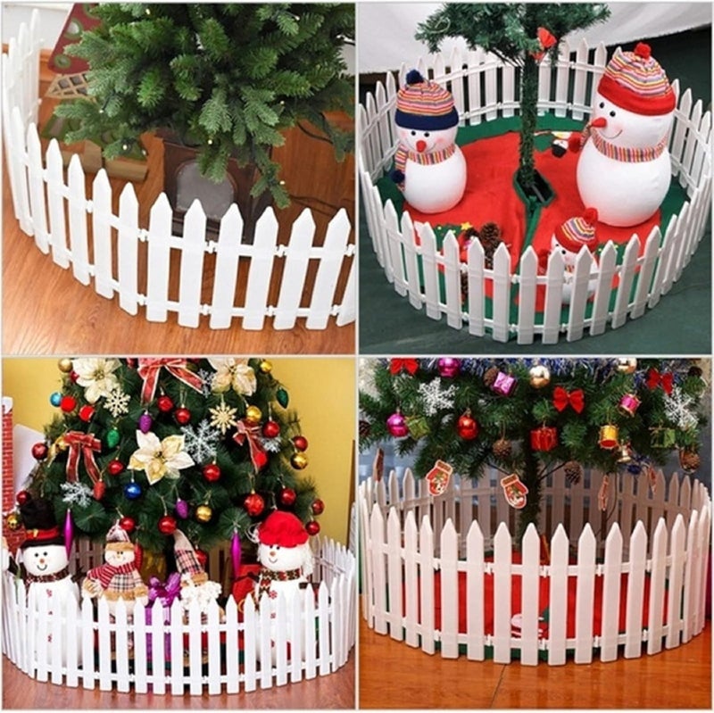 klarako 10/15 Pcs Christmas Tree Fence White Plastic Picket Fence Mini Xmas Tree Decorative Fences, Mini Fairy Garden Fence for Christmas Tree, Garden Fence Grass Lawn Edge Fence (15PCS) - Image 4