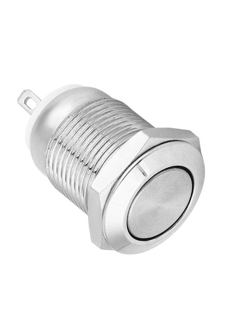 KNP KNP 12mm Metal Switch 12V Reset is a compact and robust push button switch designed for use in low voltage circuits With a stainless steel housing this switch is built for durability and aesthetic appeal.  - Image 1