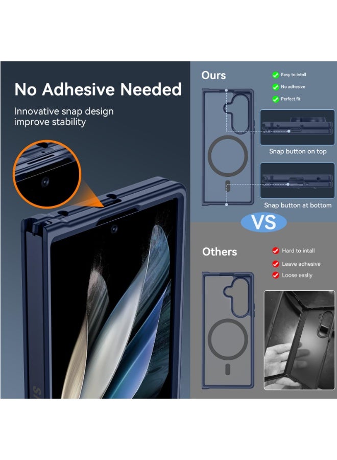 Samsung Galaxy Z Fold 7 Magnetic Protection Case, Compatible with MagSafe, Hard PC, Anti-Drop, Blue - Image 3