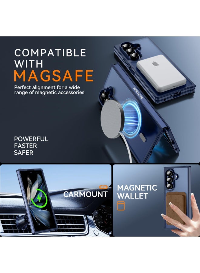 Samsung Galaxy Z Fold 7 Magnetic Protection Case, Compatible with MagSafe, Hard PC, Anti-Drop, Blue - Image 5