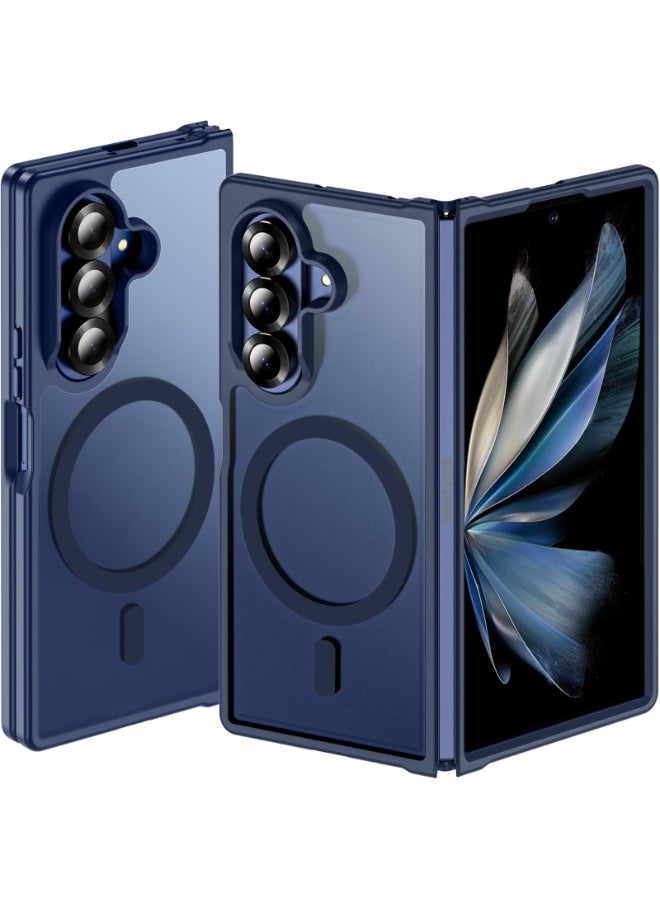 Samsung Galaxy Z Fold 7 Magnetic Protection Case, Compatible with MagSafe, Hard PC, Anti-Drop, Blue - Image 1