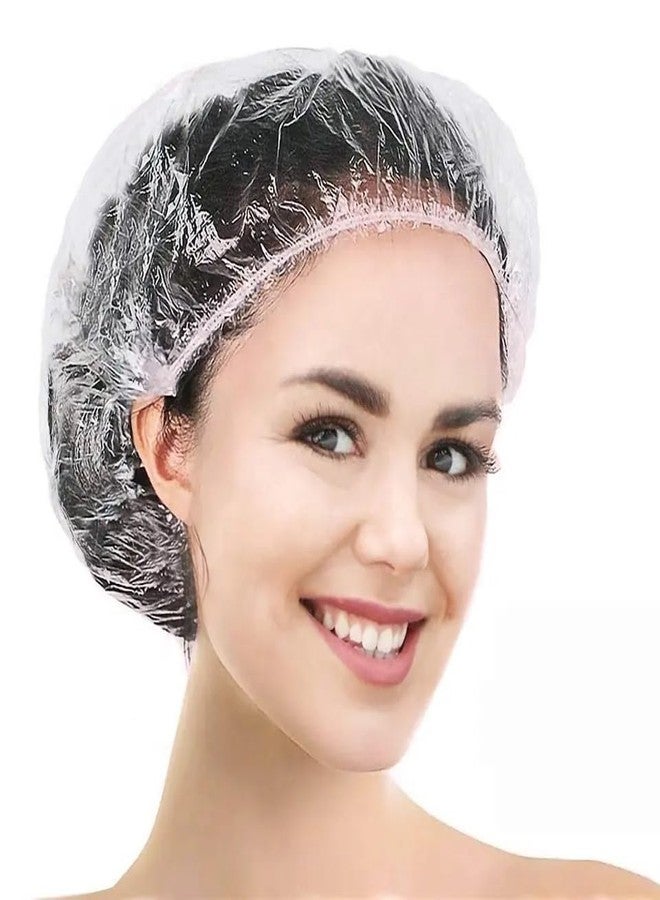 KitchenFest® Disposable Shower Cap Pack of 100 Pcs Free-Size Waterproof Spa Salon Hotel Kitchen Hair Dye Women Bathing Oil-proof Elastic Shower Caps - Image 1