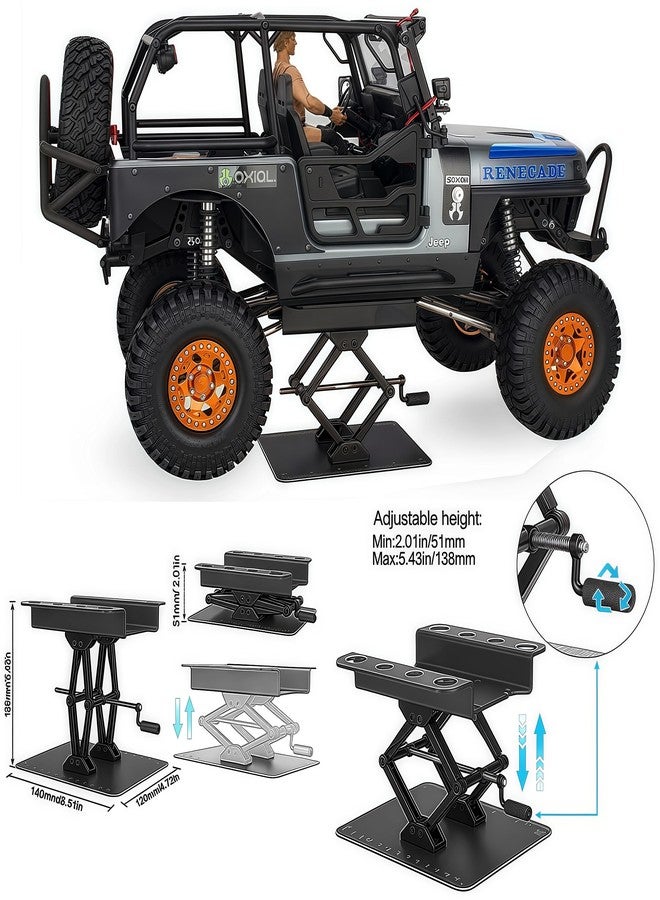 AMK حامل سيارة RC، حامل عمل قابل للتعديل من الألمنيوم لسيارات RC، حامل إصلاح وعرض لسيارات Traxxas TRX4 Axial Arrma Redcat Losi 1/8 1/10 1/12 1/14 1/16 1/18 1/24 RC (أسود) - Image 2