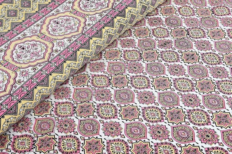 EasyGoods 240 TC Cotton Bedsheet for Double Bed Yellow MandlaEthnic33 Bedsheet King Size Bed CottonKing Size BedsheetDouble Bedsheet with 2 Pillow Covers 90x108 InchHandcrafted Bed Sheets - Image 4