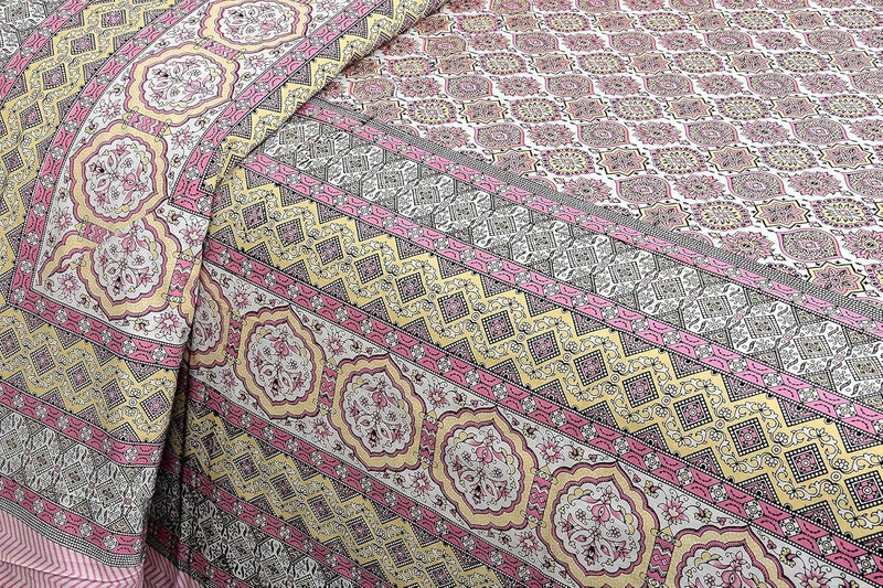 EasyGoods 240 TC Cotton Bedsheet for Double Bed Yellow MandlaEthnic33 Bedsheet King Size Bed CottonKing Size BedsheetDouble Bedsheet with 2 Pillow Covers 90x108 InchHandcrafted Bed Sheets - Image 3