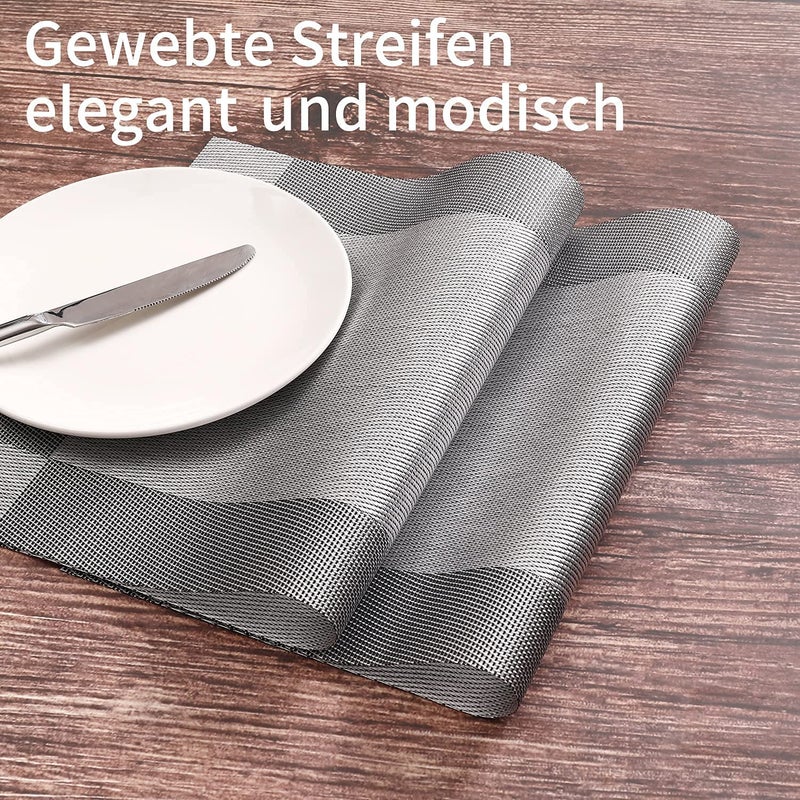 Baskety Dining Table Placemat PVC Heat-Resistant Table Mat for Dining Tea Table Woven Vinyl Stain Resistant Table Mats Non-Slip Kitchen Washable Place Mat (6) - Image 4