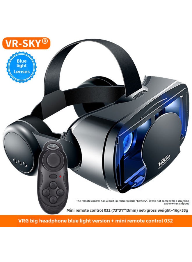 نظارات الواقع الافتراضي VRGPro للحماية من الضوء الأزرق، سماعة أذن كبيرة للهاتف المحمول، خوذة الواقع الافتراضي ثلاثية الأبعاد، سماعة رأس لحماية العين - اللون: سماعة رأس كبيرة، إصدار بلو راي (الإنجليزية)، جهاز تحكم عن بعد صغير 032 - Image 1