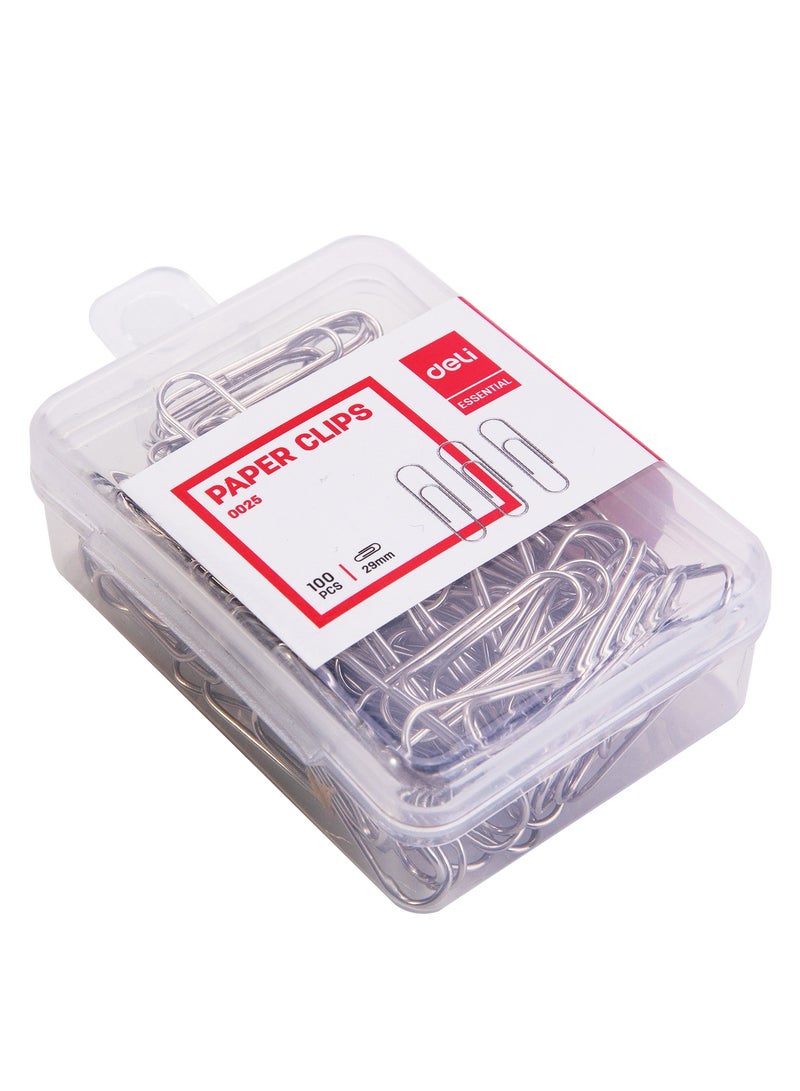 Deli E0025 Paper Clips - 29mm, Silver - Image 2