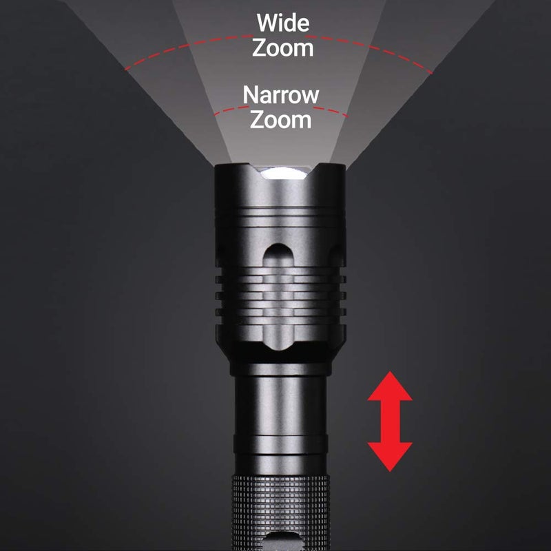 Feit Electric LED Tactical Flashlight - Aluminum Alloy - Zoomable Strike Bezel; Illuminate up to 1,000 feet - Adjustable Brightness 600 to 1700 Lumen | Requires 4-C Batteries - Image 5