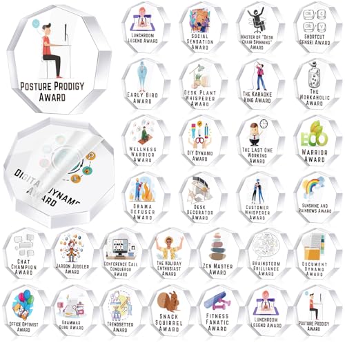 Cinnvoice 30 Pcs Funny Trophy Awards Gifts Bulk Employee Appreciation Week Gift Mini Acrylic Reward Teacher Nurse Coworker Team Small Clear Acrylic Medallions for OfficeCoworker - Image 1