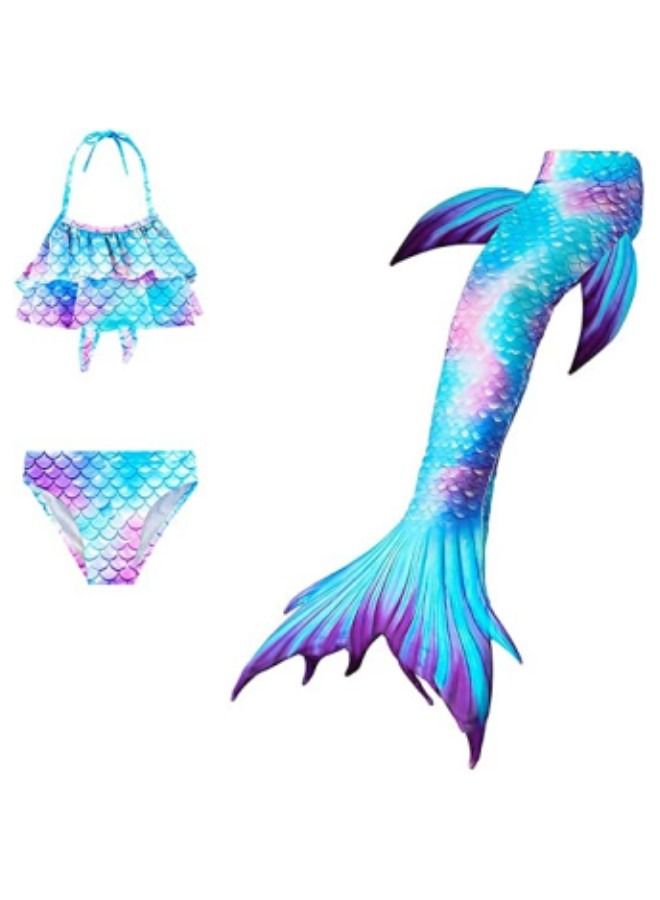 GGEROU Girls Swimwear Mermaid Tail Swimwear,Bikini Sets,Mermaid Costume Swimsuits for Kids - Image 1