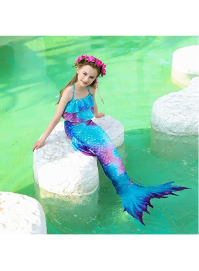GGEROU Girls Swimwear Mermaid Tail Swimwear,Bikini Sets,Mermaid Costume Swimsuits for Kids - Image 2