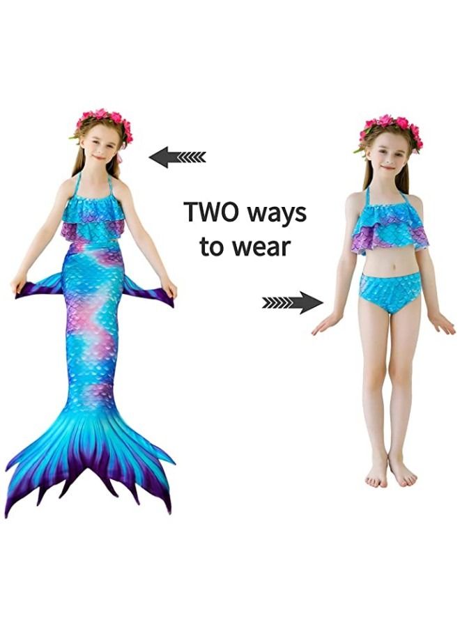 GGEROU Girls Swimwear Mermaid Tail Swimwear,Bikini Sets,Mermaid Costume Swimsuits for Kids - Image 5
