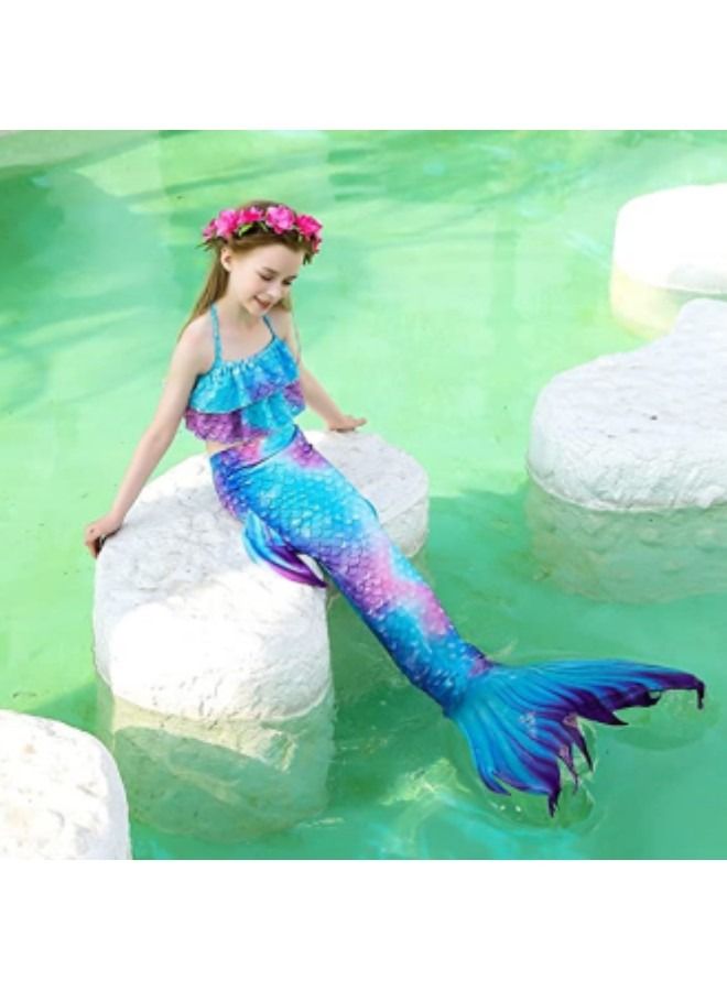 GGEROU Girls Swimwear Mermaid Tail Swimwear,Bikini Sets,Mermaid Costume Swimsuits for Kids - Image 3