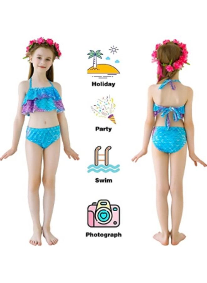 GGEROU Girls Swimwear Mermaid Tail Swimwear,Bikini Sets,Mermaid Costume Swimsuits for Kids - Image 4