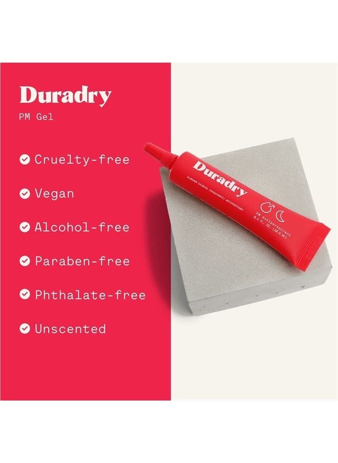 duradry - PM Antiperspirant Gel - Prescription Strength Antiperspirant Gel for Women and Men, Hyperhidrosis Deodorant for Armpit Sweat Prevention - Unscented, 0.4 Fl Oz (Pack of 3) - Image 1