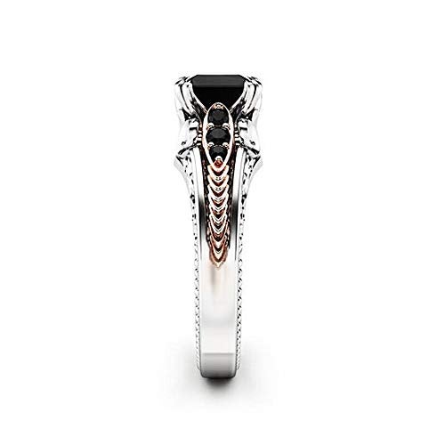 AZQ Vintage 925 Sterling Silver Black Gem Ring Cocktail Rings Square Cut Black Onyx Marcasite Cubic Zirconia Anniversary Promise Ring CZ Eternity Engagement Wedding Band Ring for Women TZ.37 (US Code 9) - Image 4