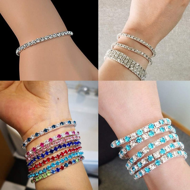Zealmer Sparkle Multicolor Rhinestone Stackable Stretch Bracelets for Women - Image 2