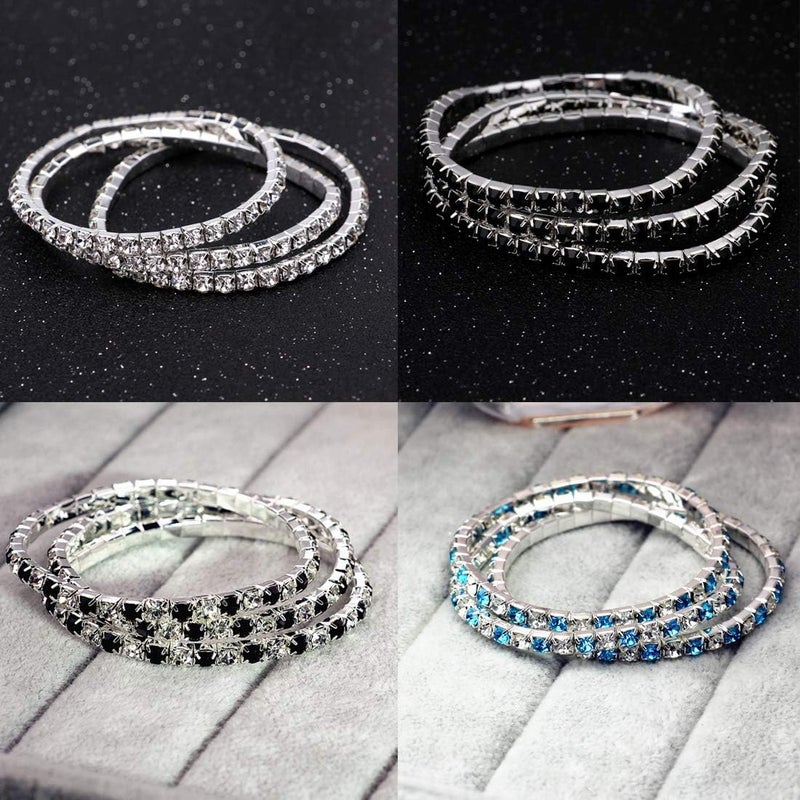 Zealmer Sparkle Multicolor Rhinestone Stackable Stretch Bracelets for Women - Image 4