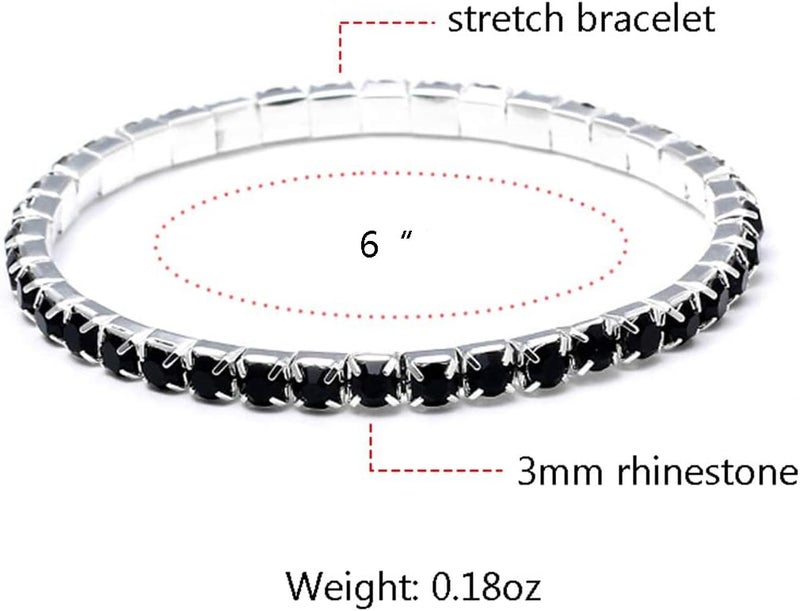 Zealmer Sparkle Multicolor Rhinestone Stackable Stretch Bracelets for Women - Image 3