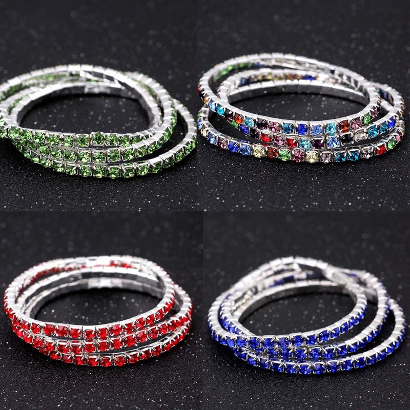 Zealmer Sparkle Multicolor Rhinestone Stackable Stretch Bracelets for Women - Image 5