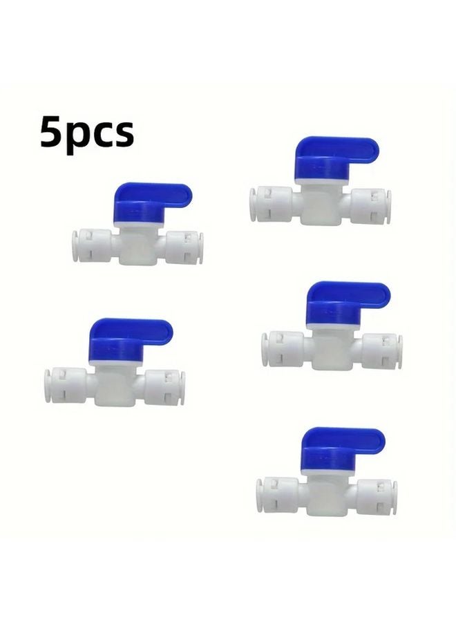 5pcs 1 4 Inch OD Quick Connect Inline Shut Off Ball Valves Durable Plastic Water Purifier Fittings - Image 1