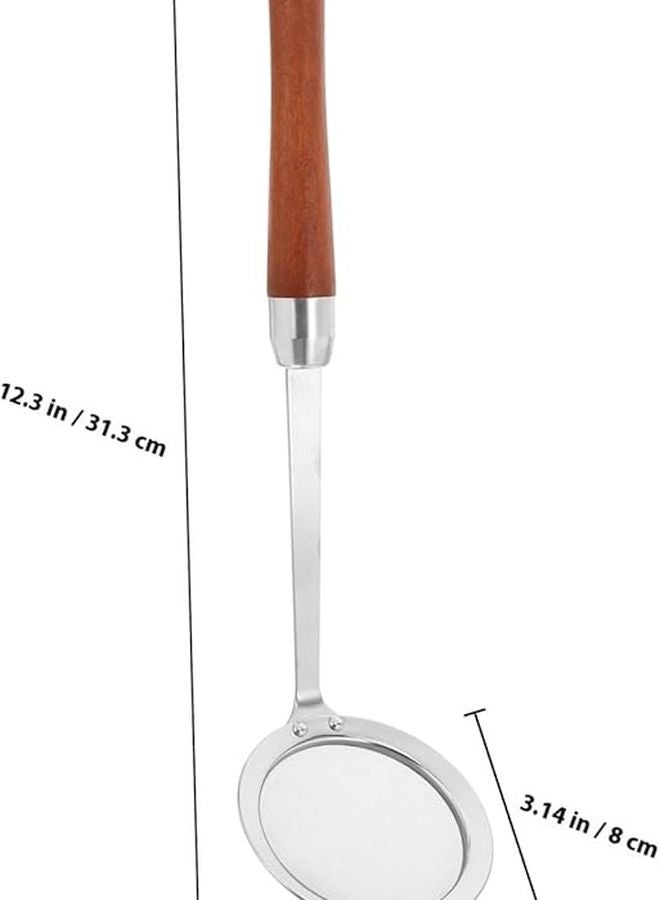 Wooden Handle 8Cm Fine Mesh Skimmer Spoon 304 Stainless Steel Oil Filter Strainer Ladle - Image 2