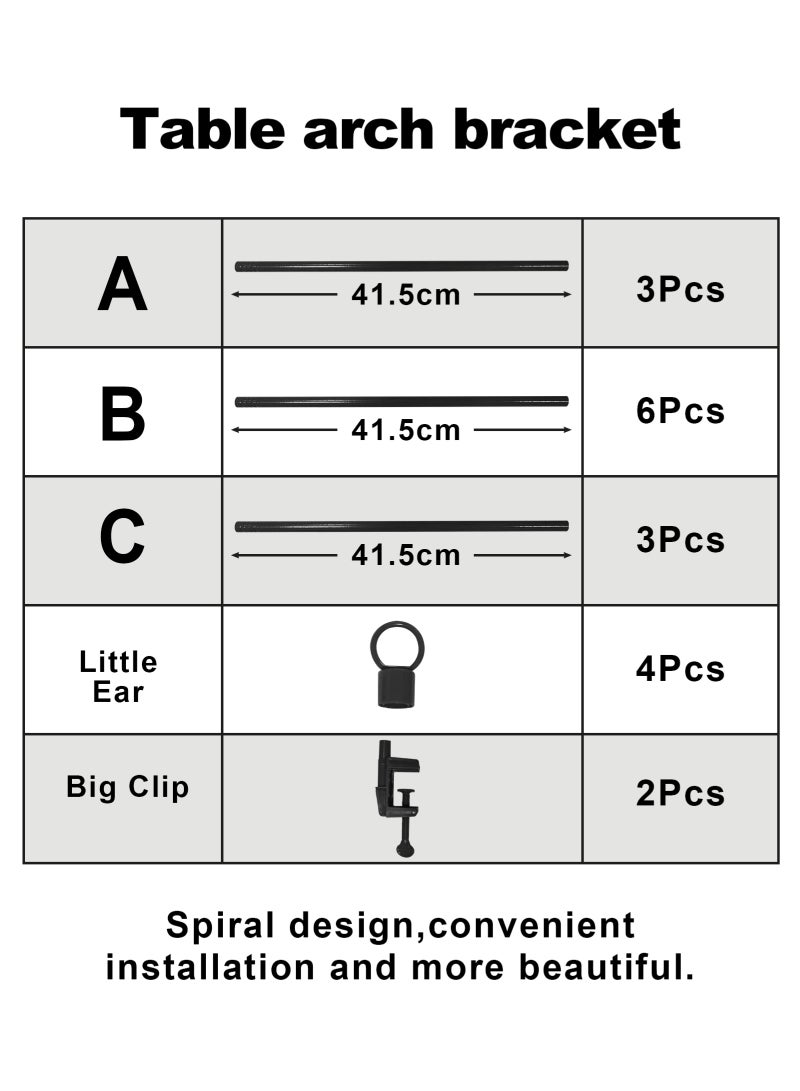 أوربازار حامل قضيب طاولة مع مشابك، قابل للتعديل، ارتفاع ١٢٠-٨٥ سم، طول ٢٥٠-٨٣ سم، حامل قوس بالونات، مناسب لحفلات الزفاف وأعياد الميلاد والذكرى السنوية. - Image 2