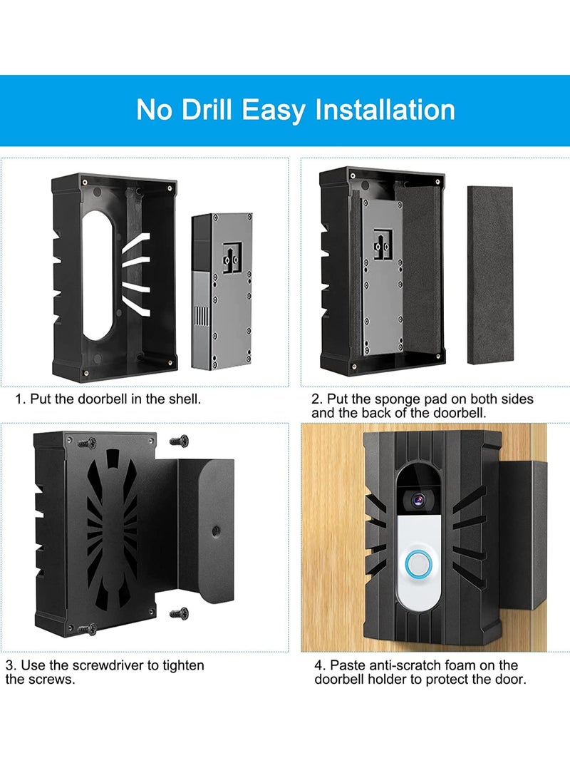 Doorbell Mount Anti-Theft Video Doorbell Holder for Apartment Renter Friendly Ring Doorbell Bracket, Doorbell No-Drill Mount Fit for Most Doorbell Camera Accessories - Image 3