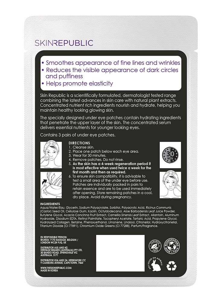 SKIN REPUBLIC Collagen Hydrogel Under Eye Patches (9 Pairs) – Eye Mask with Green Tea & Aloe Vera, Reduces Wrinkles, Puffiness & Dark Circles, Hydrates, Repairs Skin & Protects from Free Radicals  - Image 2