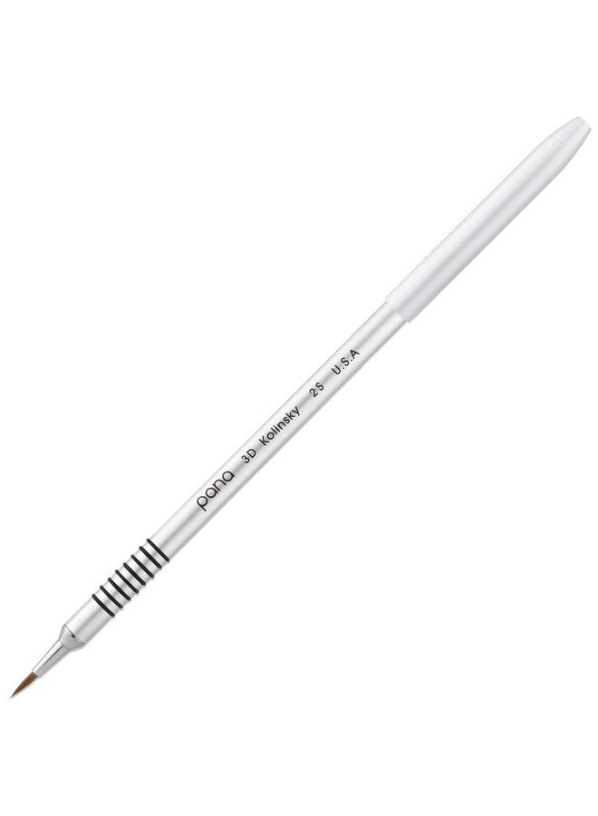 Pana 3D Kolinsky Acrylic Nail Art Sculpture Brush With Silver Metal Nonslip Grip Handle For Manicures 3D Nail Art Flower Designs (Size 2) - Image 2