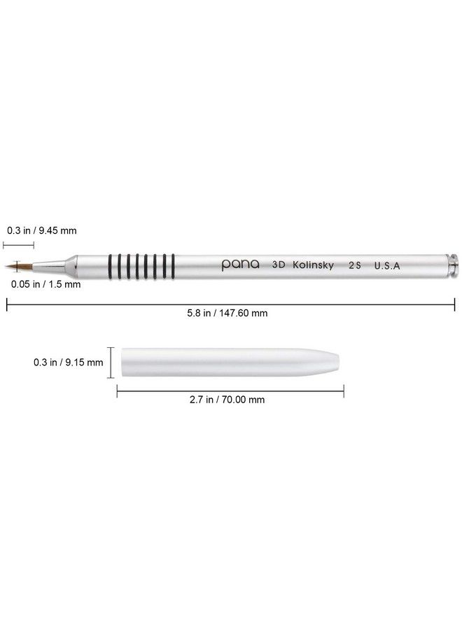 Pana 3D Kolinsky Acrylic Nail Art Sculpture Brush With Silver Metal Nonslip Grip Handle For Manicures 3D Nail Art Flower Designs (Size 2) - Image 3