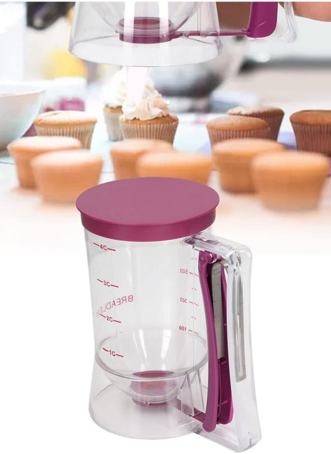 Clear Batter Dispenser Plastic Measuring Cup Cake Baking Tool Pancake Maker with Handle and Scale for Cupcake Pancake Crepe