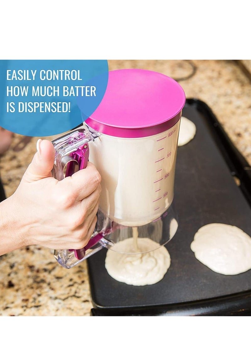 Generic - Clear Batter Dispenser Plastic Measuring Cup Cake Baking Tool Pancake Maker with Handle and Scale for Cupcake Pancake Crepe - Image 1