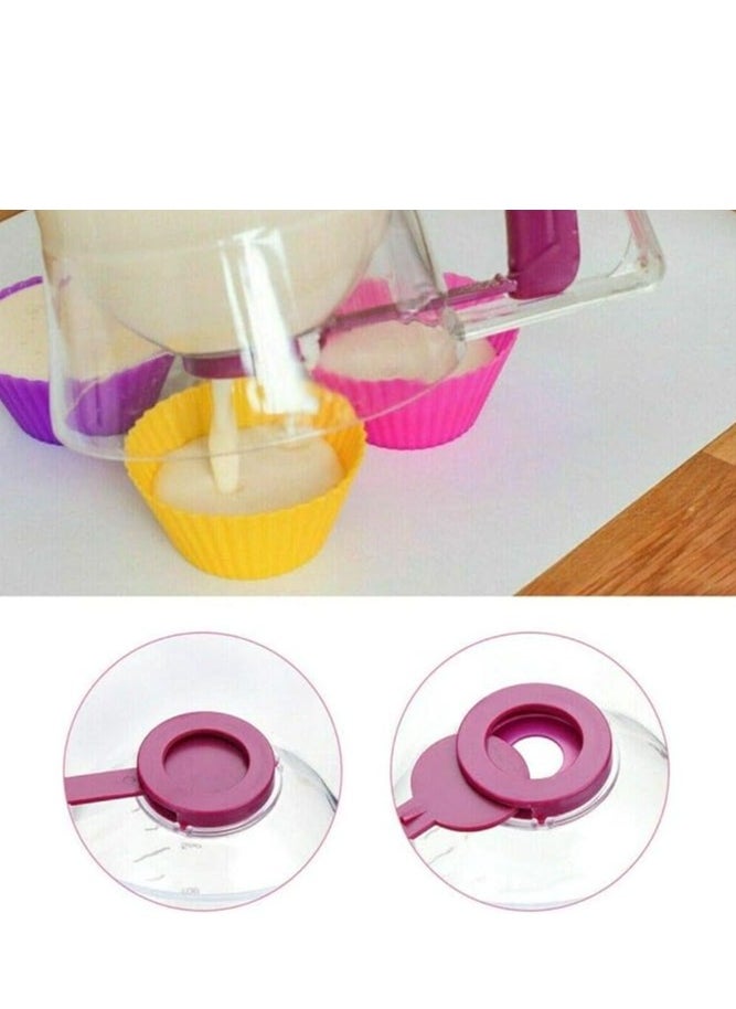 Generic - Clear Batter Dispenser Plastic Measuring Cup Cake Baking Tool Pancake Maker with Handle and Scale for Cupcake Pancake Crepe - Image 1
