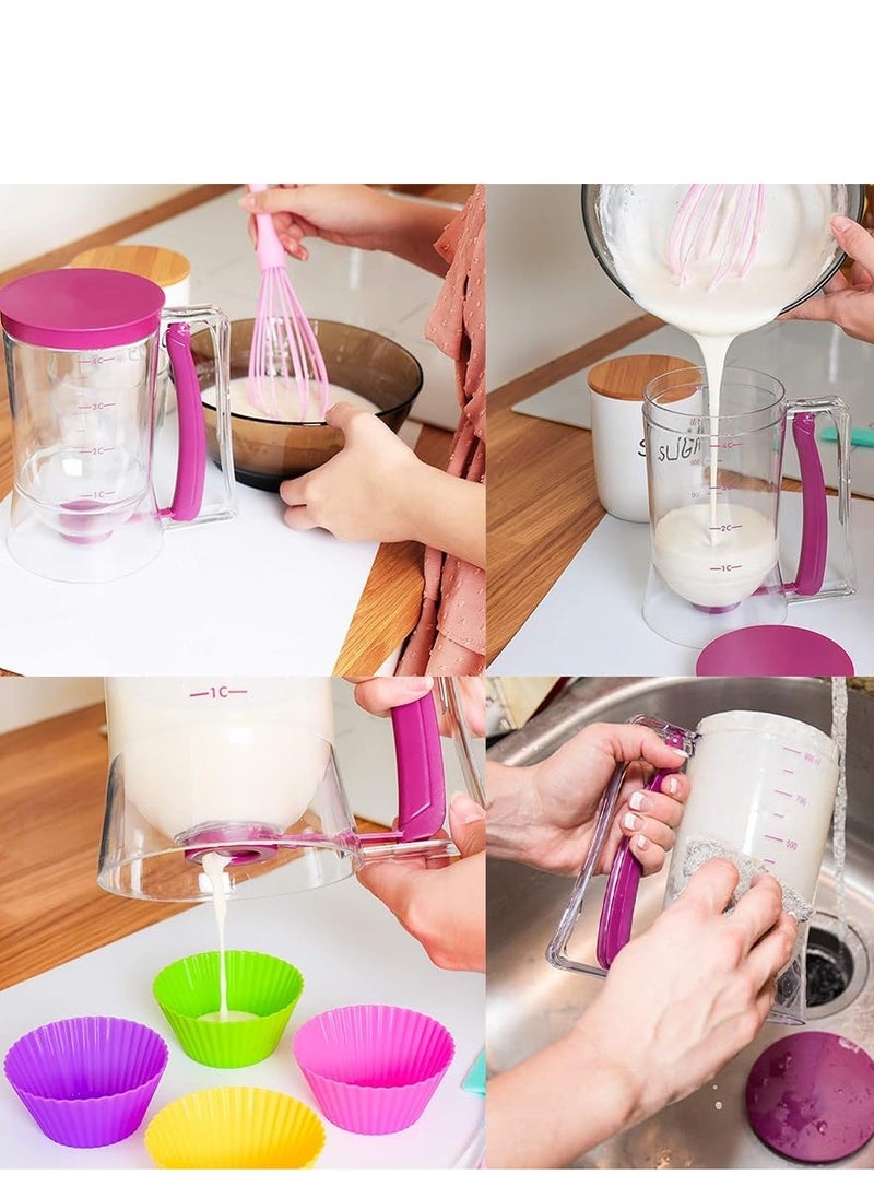 Generic - Clear Batter Dispenser Plastic Measuring Cup Cake Baking Tool Pancake Maker with Handle and Scale for Cupcake Pancake Crepe - Image 1
