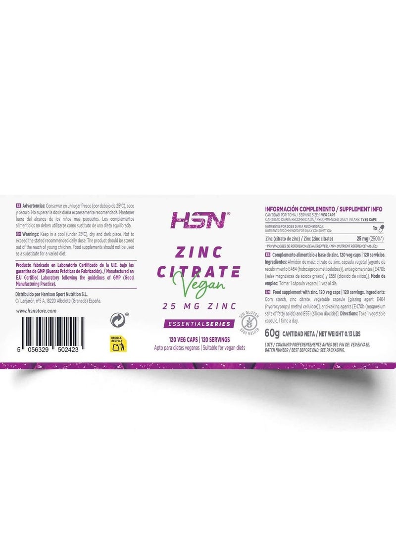 HSN ZINC CITRATE (25mg ZINC) - 120 veg caps - Image 4