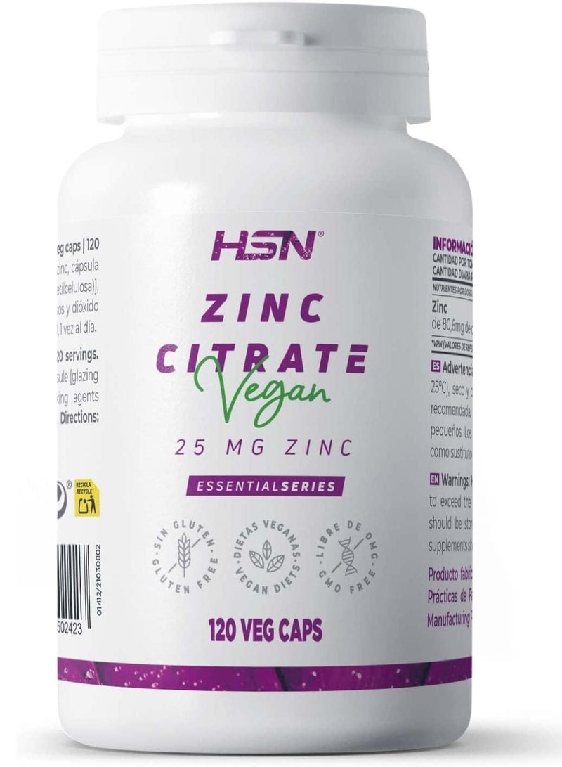 HSN ZINC CITRATE (25mg ZINC) - 120 veg caps - Image 1