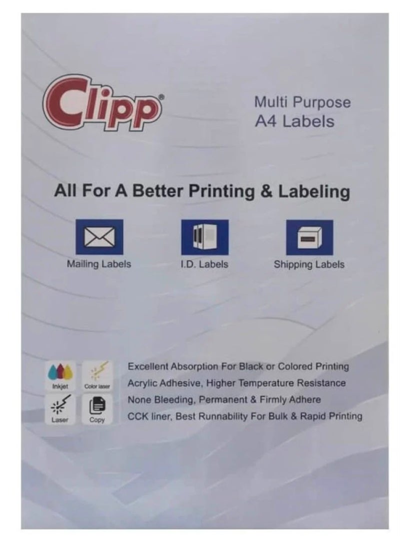 Clipp Matte White Sticker Paper – A4 Size for Printing (100 Sheets) - Image 2