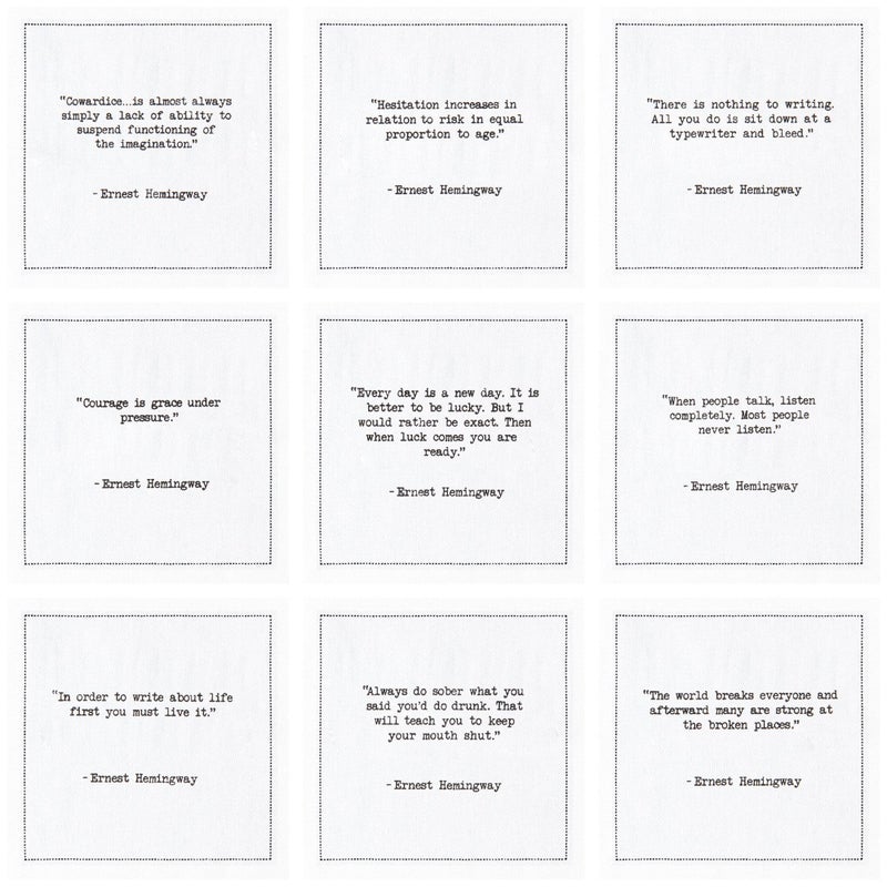 FIVE STAR NAPKINS Five Star Hemingway Quotes | White Cotton Cocktail Napkins | 50 Luxury Disposable Beverage Napkins with Witty Bar Quotes | Drink Napkins for Parties, Bars, Weddings & Game Nights - Image 3