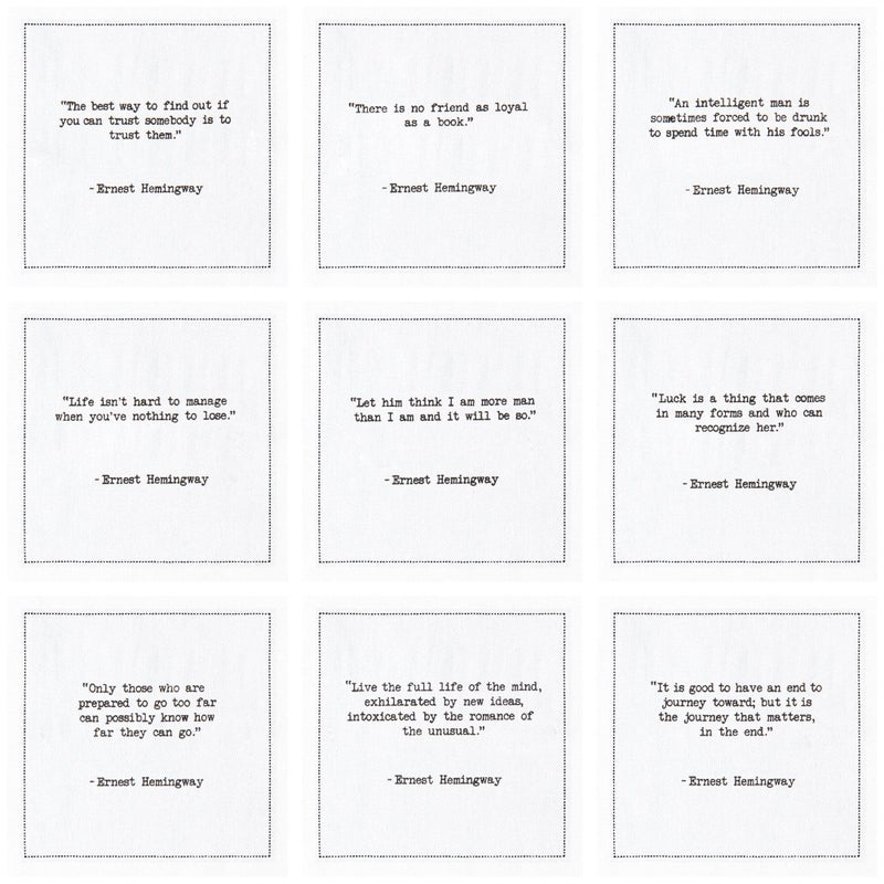 FIVE STAR NAPKINS Five Star Hemingway Quotes | White Cotton Cocktail Napkins | 50 Luxury Disposable Beverage Napkins with Witty Bar Quotes | Drink Napkins for Parties, Bars, Weddings & Game Nights - Image 2