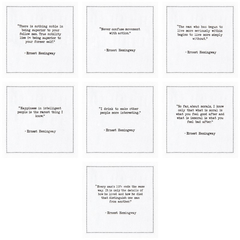 FIVE STAR NAPKINS Five Star Hemingway Quotes | White Cotton Cocktail Napkins | 50 Luxury Disposable Beverage Napkins with Witty Bar Quotes | Drink Napkins for Parties, Bars, Weddings & Game Nights - Image 4