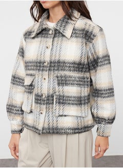 trendyol Multicolored Plaid Patterned Shacket Thin Jacket Coat TWOAW25MO00078  - Image 4