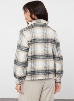 trendyol Multicolored Plaid Patterned Shacket Thin Jacket Coat TWOAW25MO00078  - Image 5