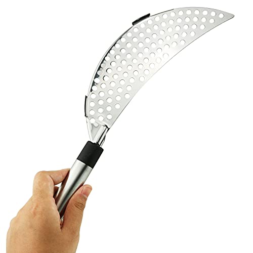 Tegg Crescent Pot Strainer Stainless Steel Grease Pasta Strainer Insert Drainer with Handheld for Different Pot Pan Kitchen Tool - Image 3