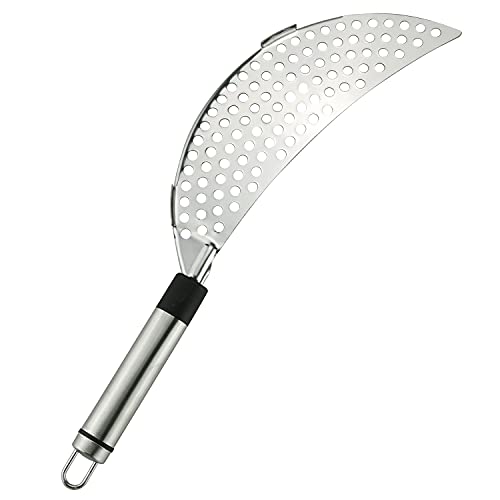 Tegg Crescent Pot Strainer Stainless Steel Grease Pasta Strainer Insert Drainer with Handheld for Different Pot Pan Kitchen Tool - Image 1