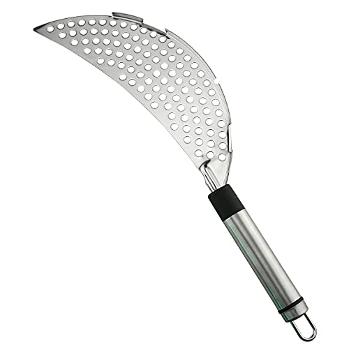 Tegg Crescent Pot Strainer Stainless Steel Grease Pasta Strainer Insert Drainer with Handheld for Different Pot Pan Kitchen Tool - Image 2
