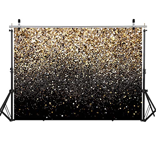 WOLADA Black and Gold Backdrop Golden Glitter Backdrop for Photography Wedding Birthday Baby Shower Party Photo Studio 7x5FT 11176 - Image 2