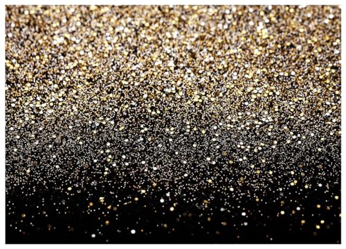 WOLADA Black and Gold Backdrop Golden Glitter Backdrop for Photography Wedding Birthday Baby Shower Party Photo Studio 7x5FT 11176 - Image 1