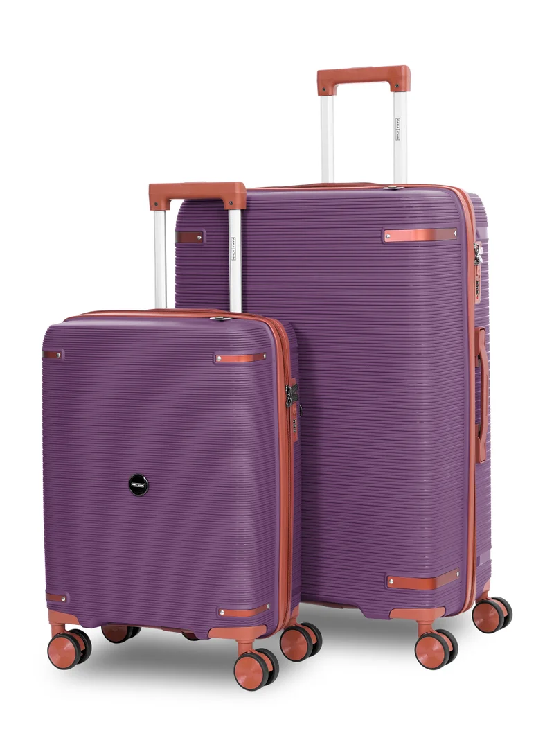 بارا جون Parajohn Seravia Series Set of 2 Luggage| Small 10KG & Large 30KG Polypropylene 8 Wheel Trolley Hardsided Travel Suitcase -Purple